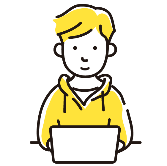 PCを操作する男性